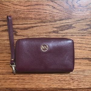 Michel Kors maroon wristlet
